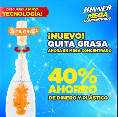 Quita grasa para cocinas BINNER Mega concentrado Pistola 700 ml + Repuesto Cápsula 50 ml